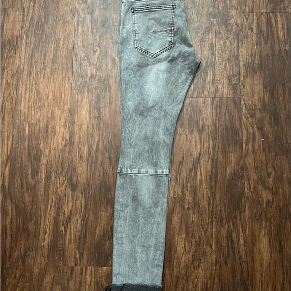 Destroyed Gray Denim Black Threading Orange & White Accent Design - Picture 3 of 5